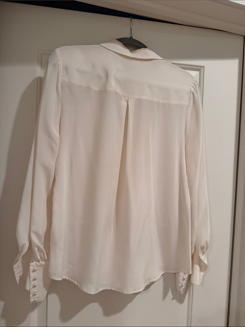 L'AGENCE Ivory Covered-Button Silk Blouse - Picture 2 of 3